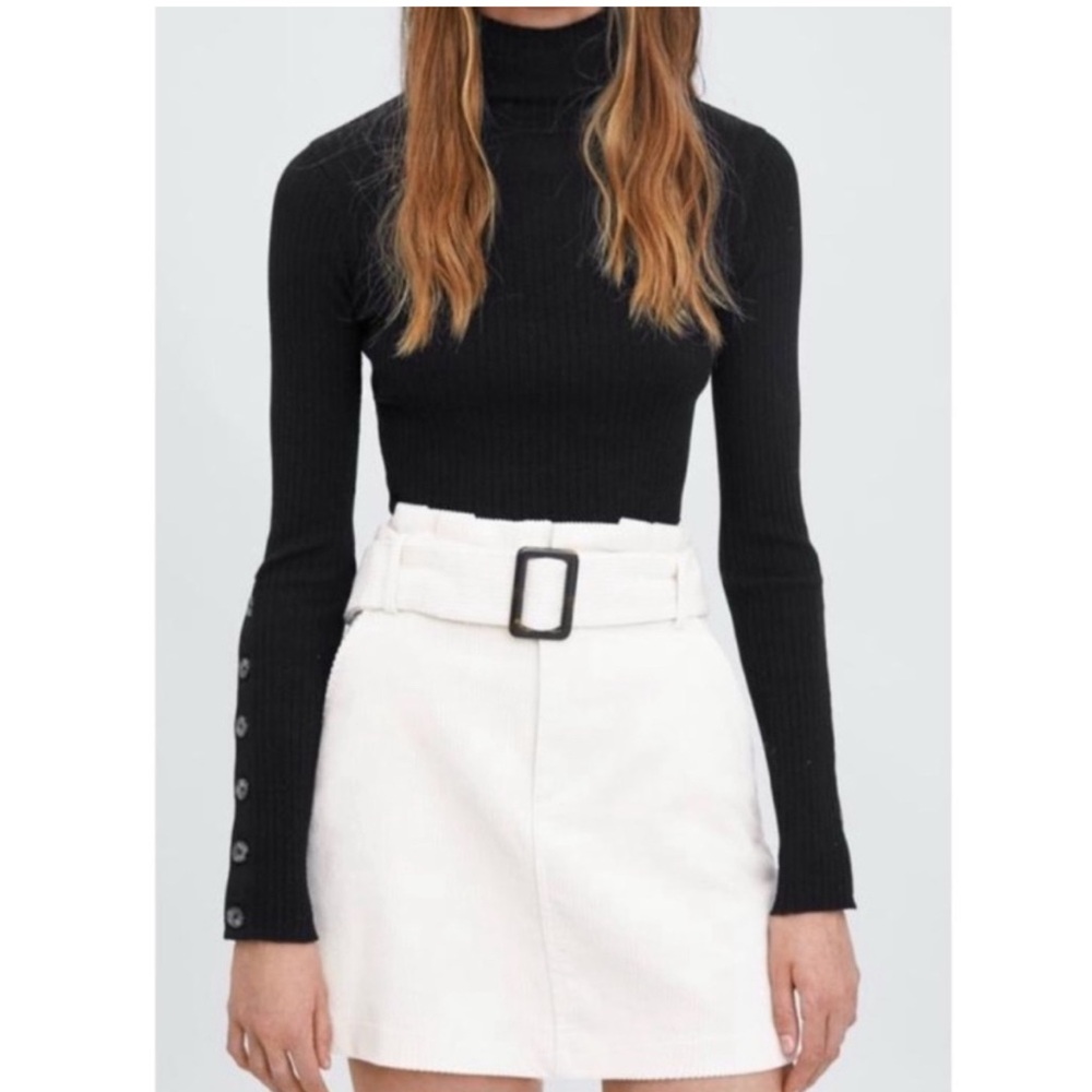 Zara White Corduroy Skirt